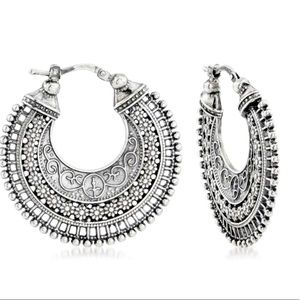 Ross + Simon Italian Sterling Silver Embellished Hoop earrings